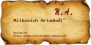 Milkovich Ariadné névjegykártya